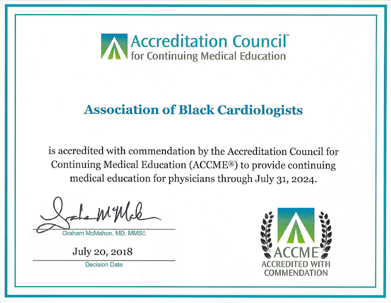 ACCME Accredited with Commendation Certificate through 2018-2024